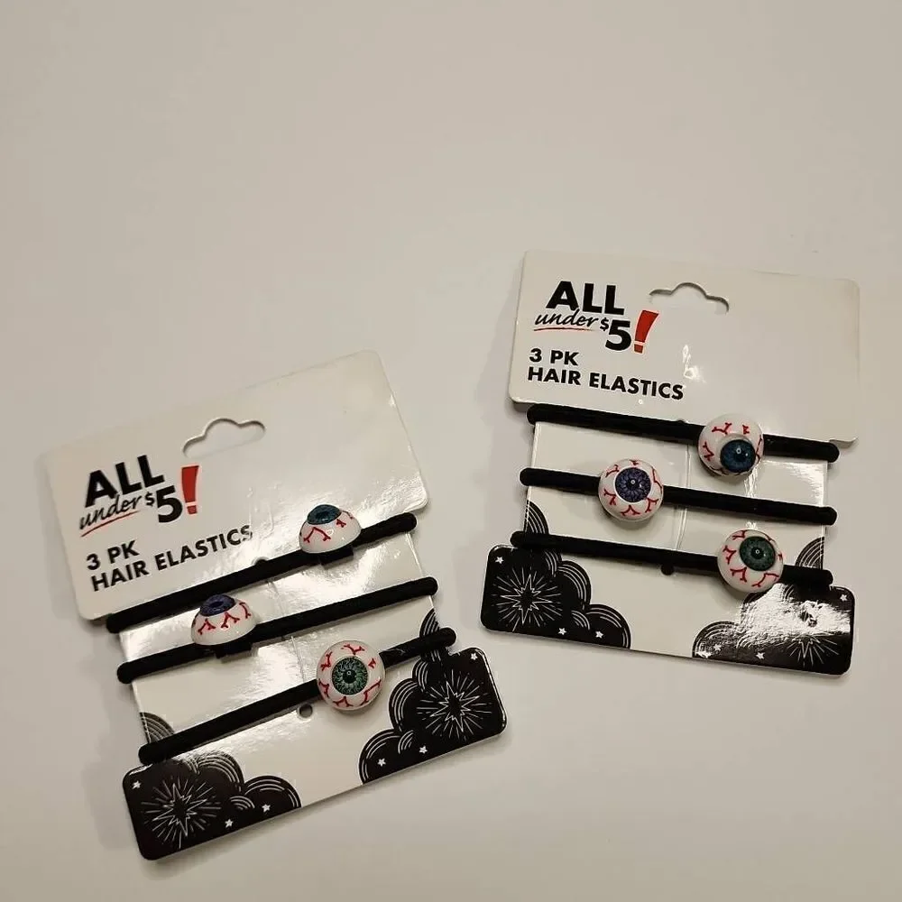NWT Set of 2 3Pack of Hair Ties with Black Elastics and Eyeballs